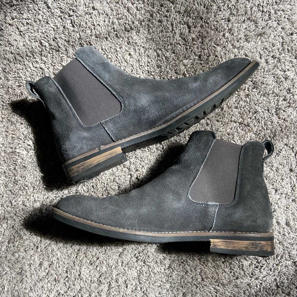 Men’s suede leather Chelsea boots waterproof EUC